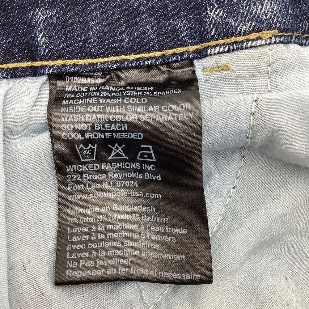 Southpole Mens Skinny‎ Jeans Blue Size 34 x 30 (Actual 34 x 29)